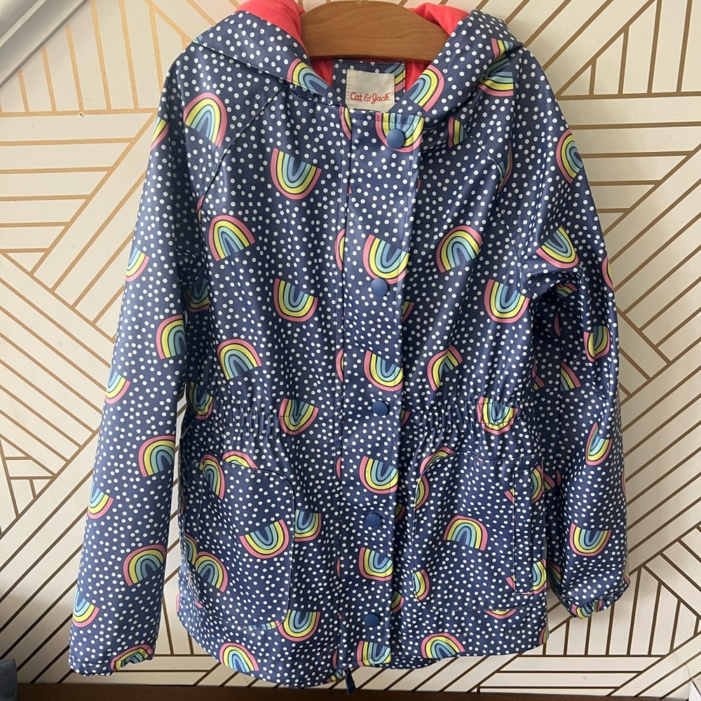 Cat & Jack Kids' Navy Rainbow Raincoat, 7-8yr